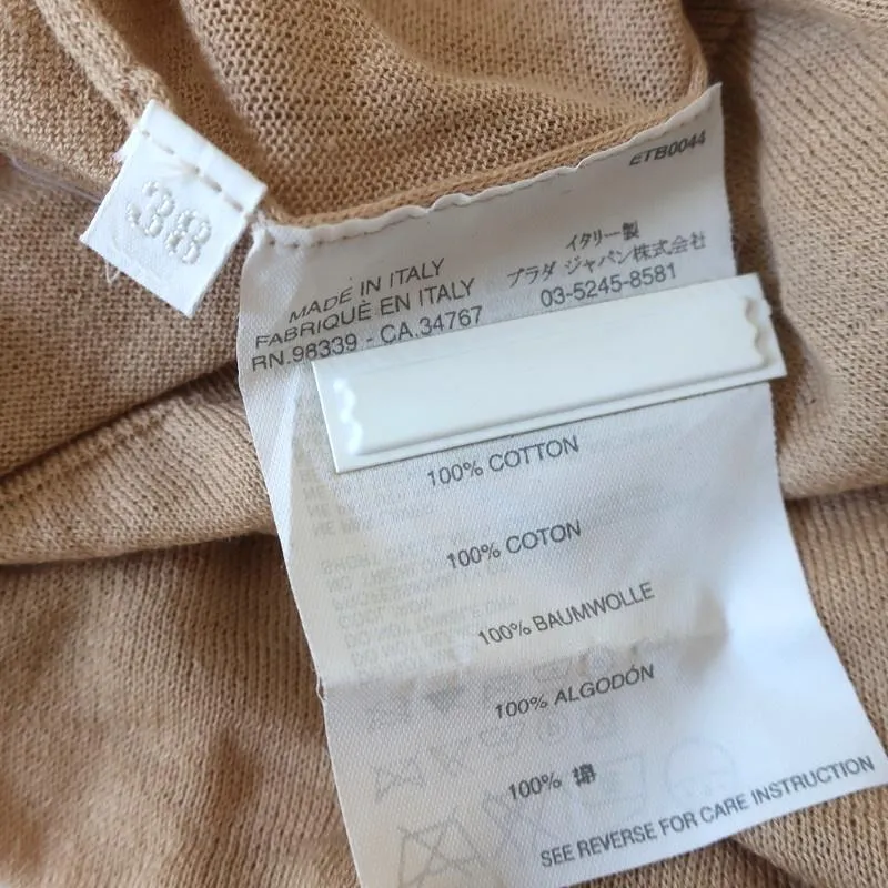Miu Miu Tank Top Beige Cotton Knit Size 38