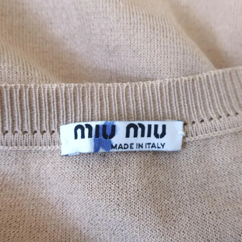Miu Miu Tank Top Beige Cotton Knit Size 38