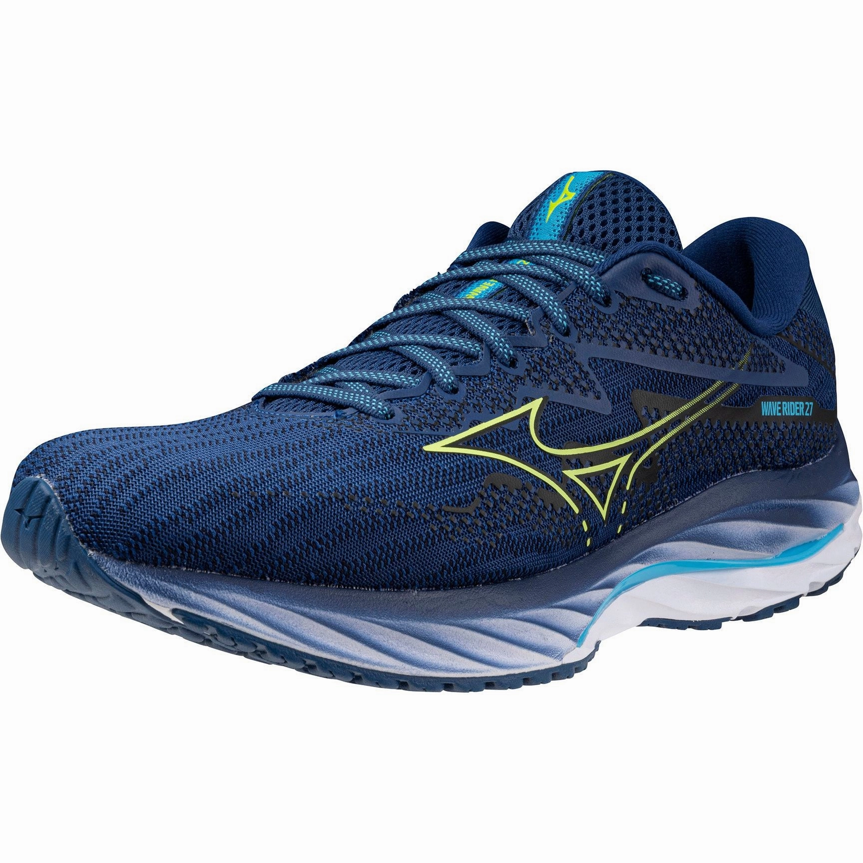 Mizuno Wave Rider 27 Mens Running Shoes - Navy Performance Sneakers
