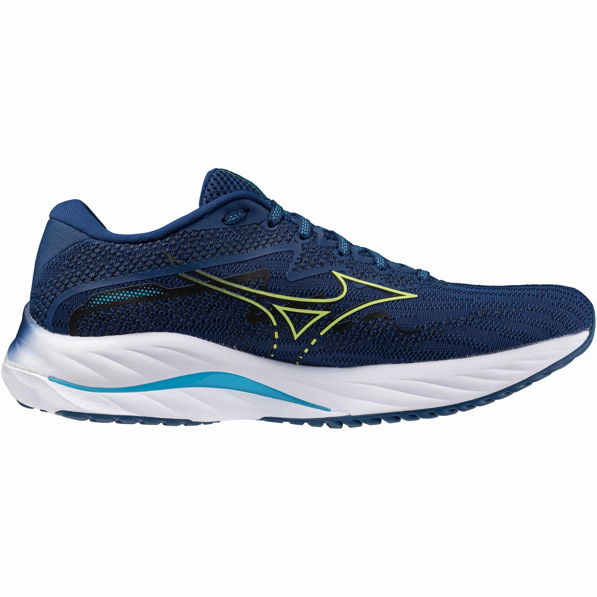 Mizuno Wave Rider 27 Mens Running Shoes - Navy Performance Sneakers