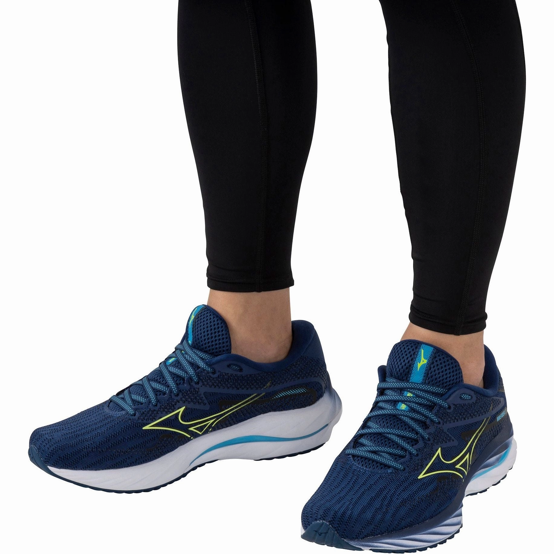 Mizuno Wave Rider 27 Mens Running Shoes - Navy Performance Sneakers