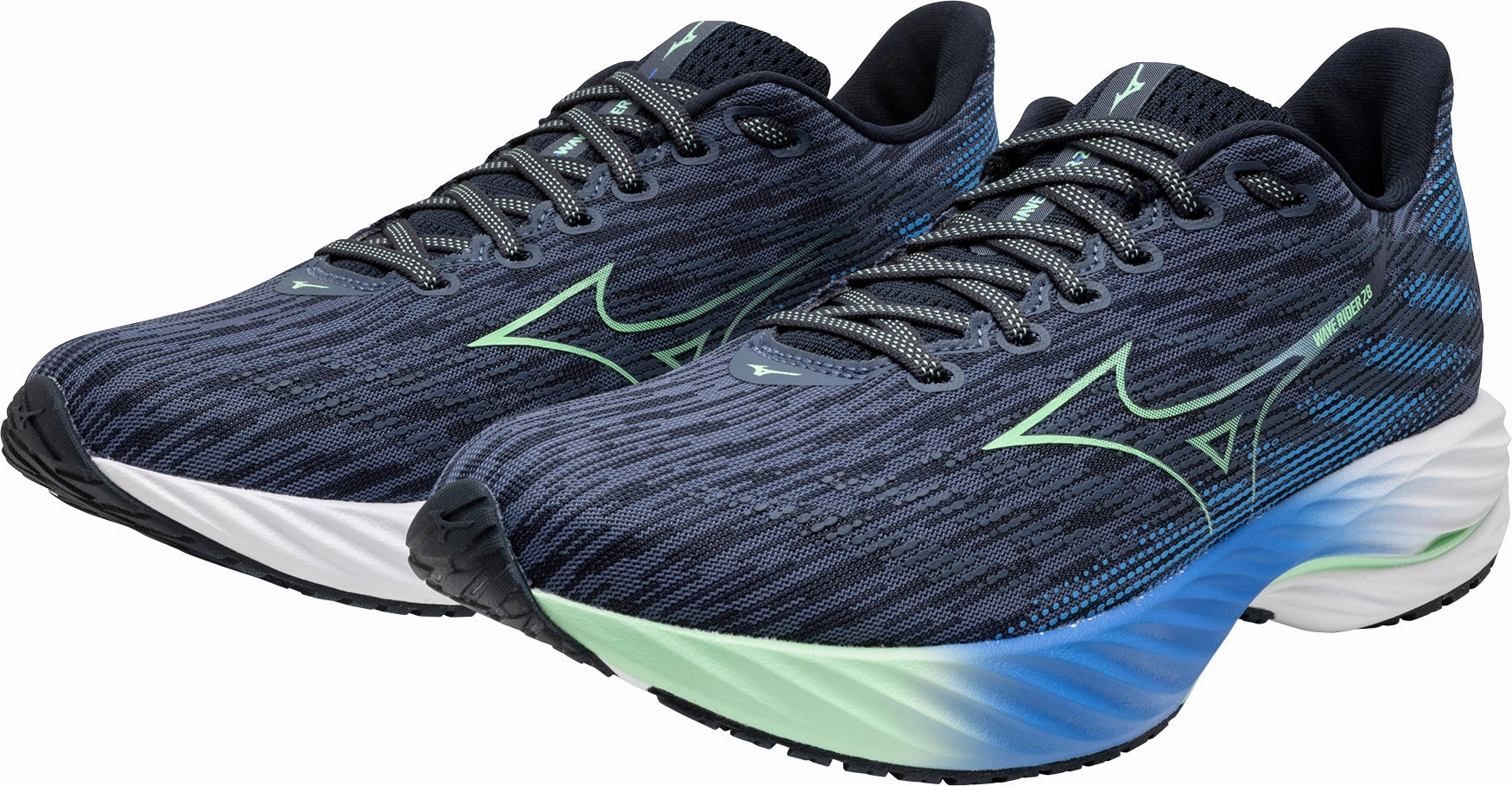 Mizuno Wave Rider 28 Mens Running Shoes - Blue Performance Sneakers