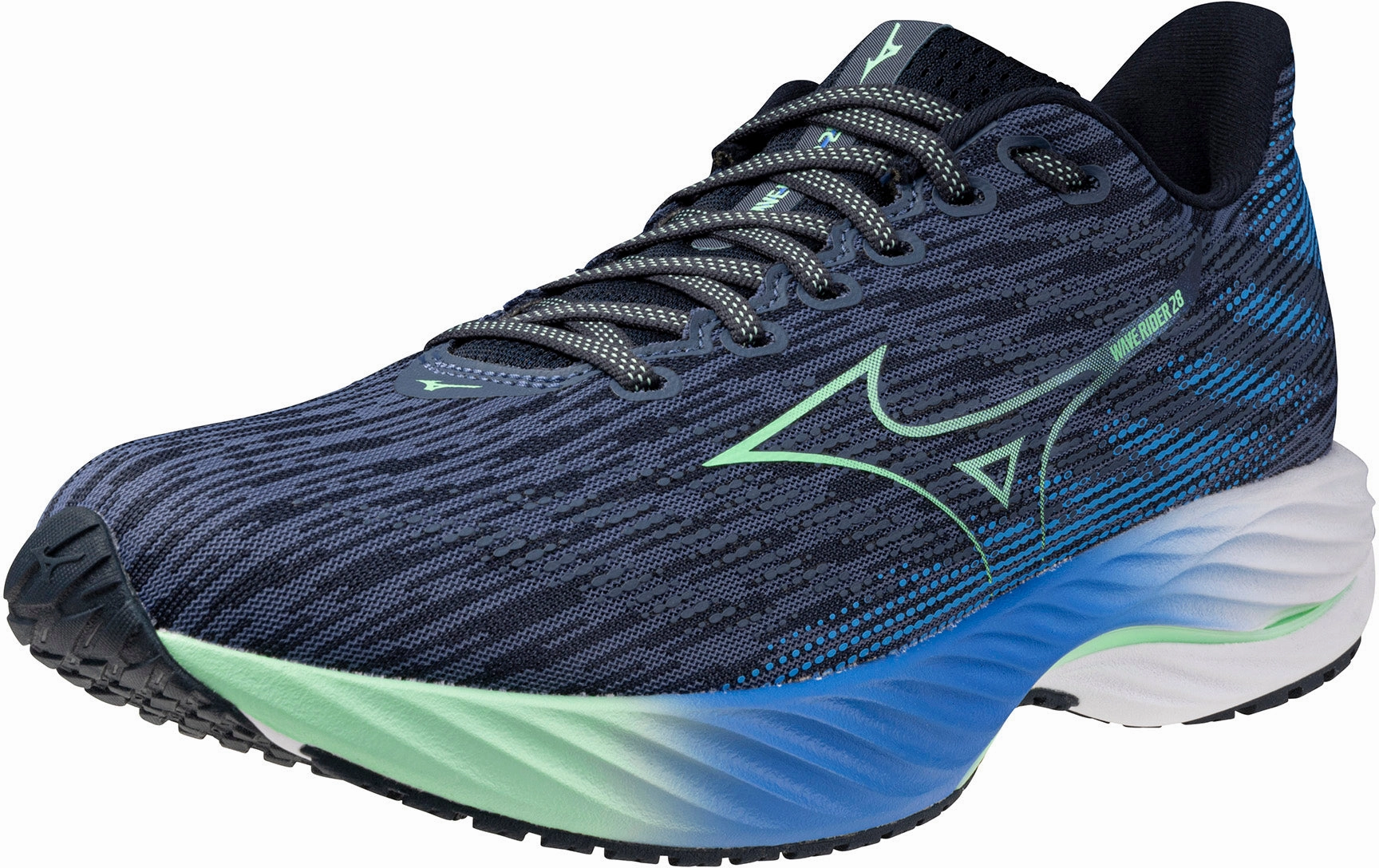 Mizuno Wave Rider 28 Mens Running Shoes - Blue Performance Sneakers