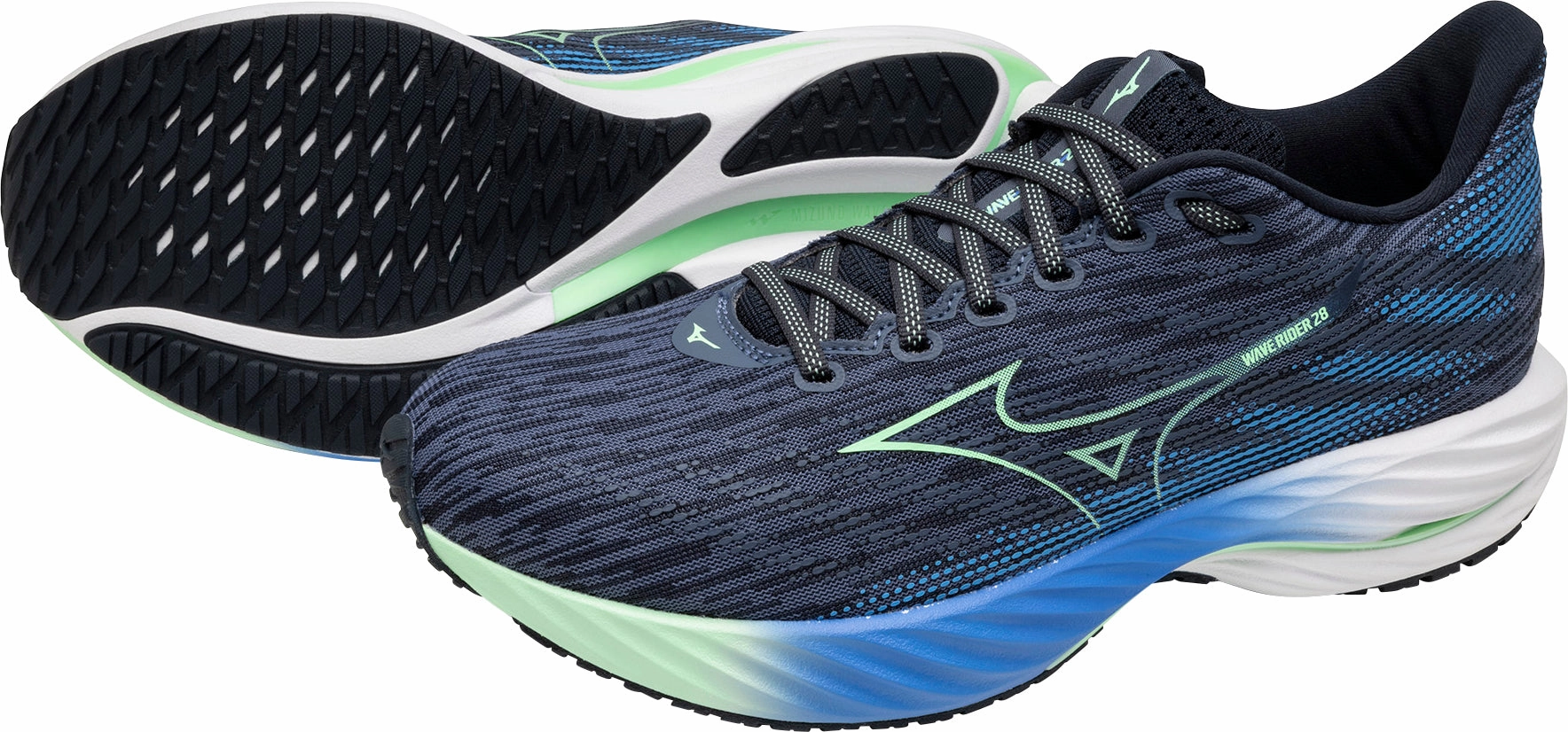 Mizuno Wave Rider 28 Mens Running Shoes - Blue Performance Sneakers