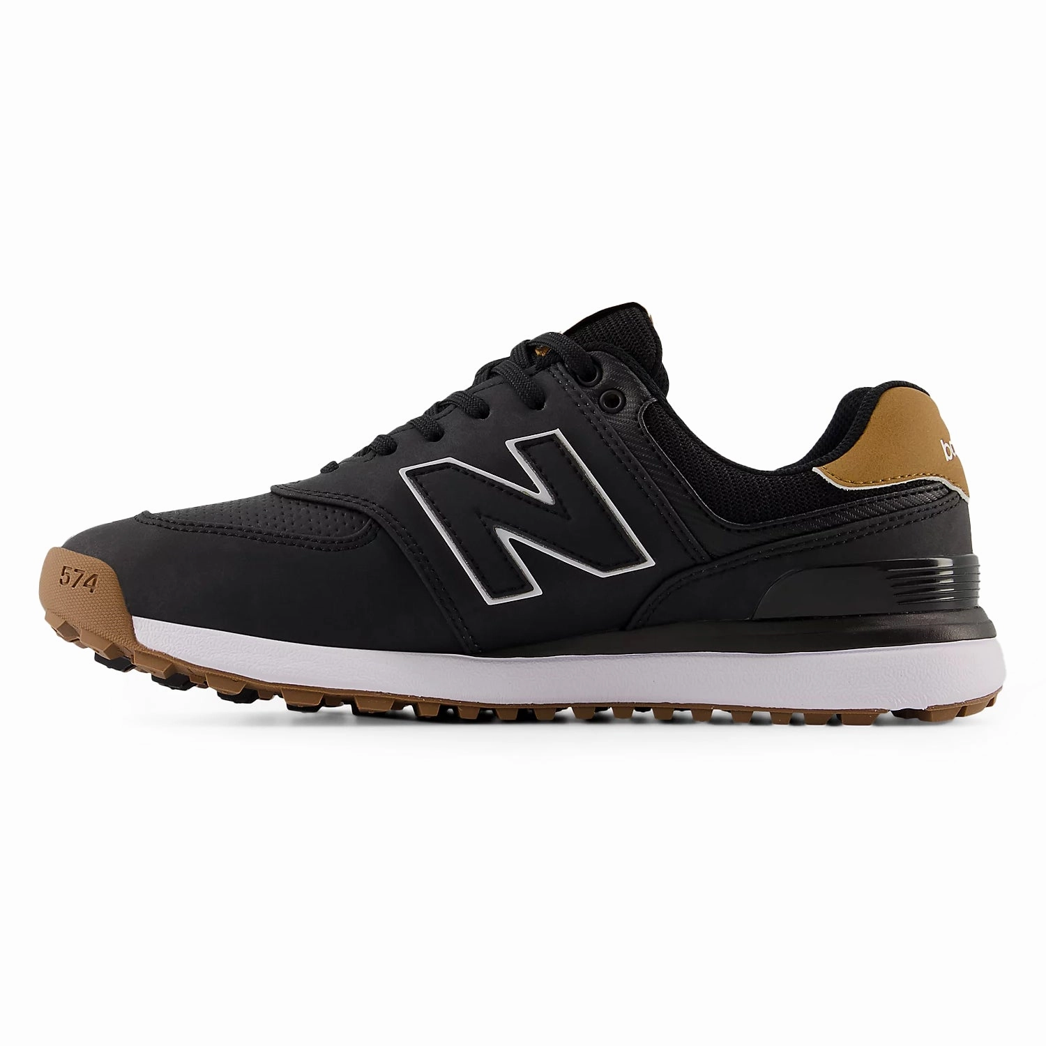New Balance 574 Greens v2 Spikeless Wide (EE) Golf Shoes - Black/Gum Chic Platform Sneakers