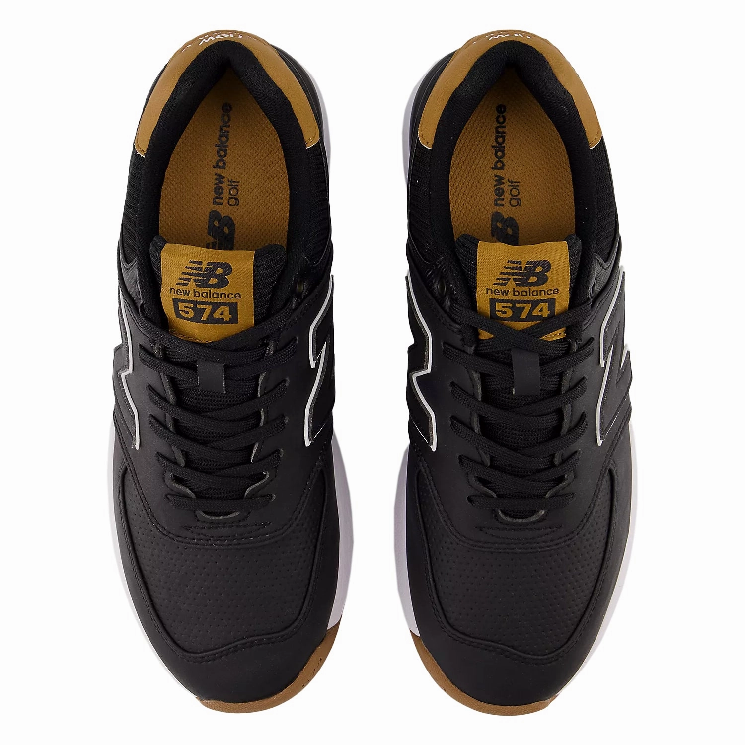 New Balance 574 Greens v2 Spikeless Wide (EE) Golf Shoes - Black/Gum Chic Platform Sneakers
