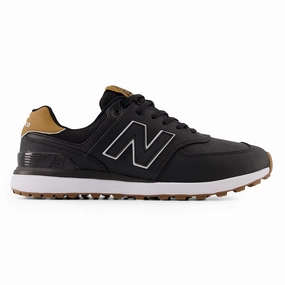 New Balance 574 Greens v2 Spikeless Wide (EE) Golf Shoes - Black/Gum Spikeless golf footwear