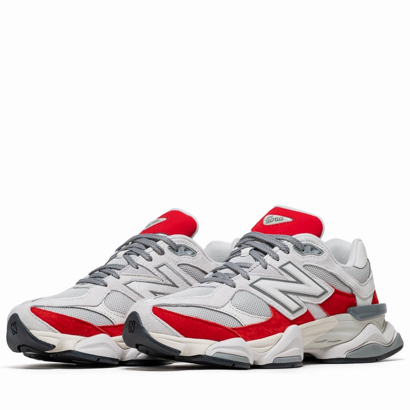 New Balance 9060 - Grey/True Red New Balance versatile casual sneakers