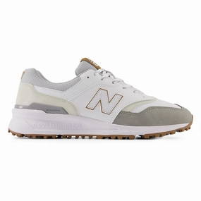 New Balance 997 Spikeless Wide (EE) Golf Shoes - White/Grey Spikeless golf footwear