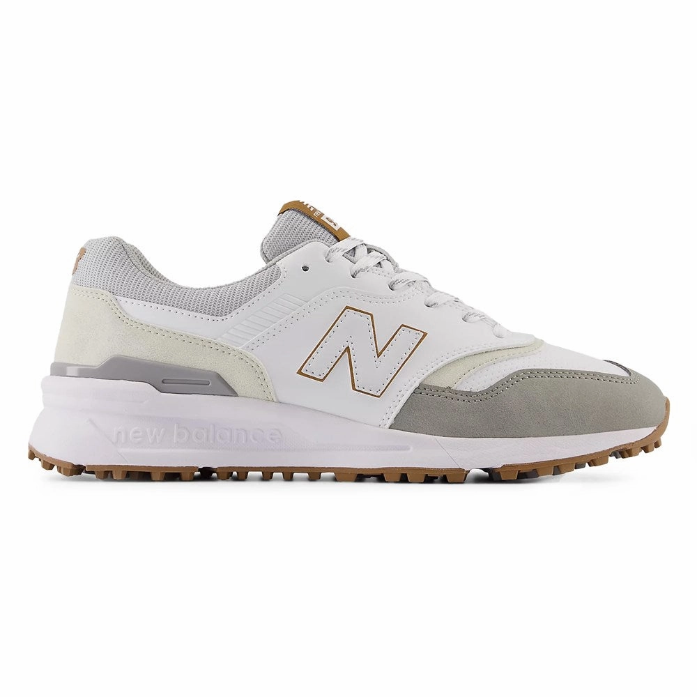 New Balance 997 Spikeless Wide (EE) Golf Shoes - White/Grey Spikeless golf footwear