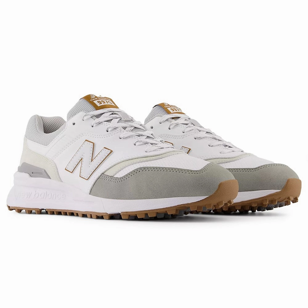 New Balance 997 Spikeless Wide (EE) Golf Shoes - White/Grey Stable Course Shoes