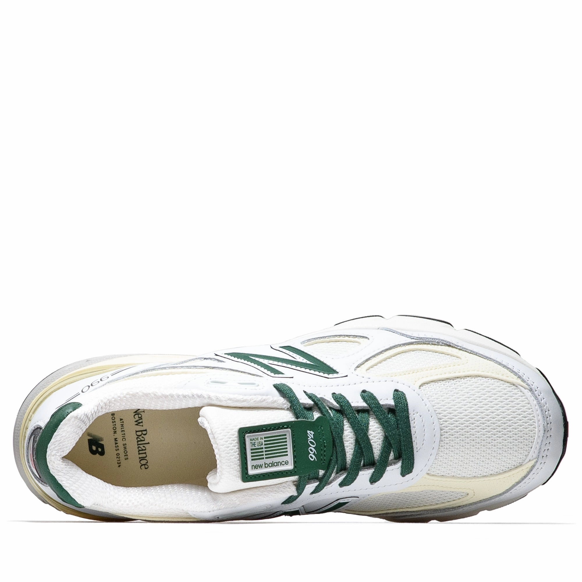 New Balance Made in USA 990v4 - White/Forest Green New Balance versatile casual sneakers