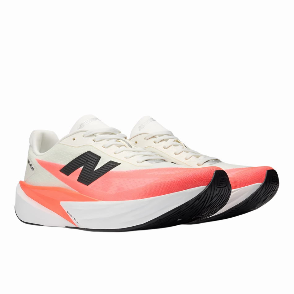 New Balance Men's Fuelcell Rebel v5 Running Shoes in Urgent Red/White/Sea Salt AW25 New Balance women's athletic footwear