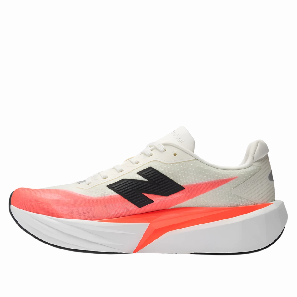 New Balance Men's Fuelcell Rebel v5 Running Shoes in Urgent Red/White/Sea Salt AW25 New Balance women's athletic footwear