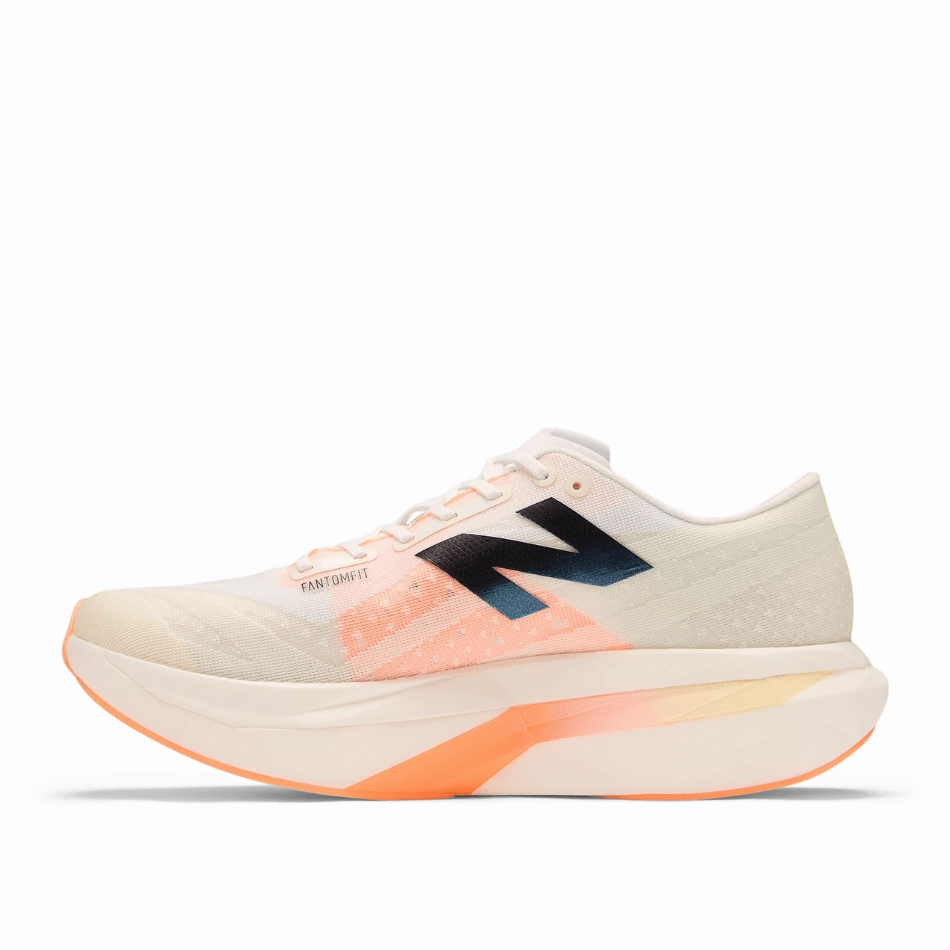 New Balance Men's FuelCell SuperComp Elite V4 Running Shoes in White/Angora/Hot Mango SS25 New Balance women's athletic footwear