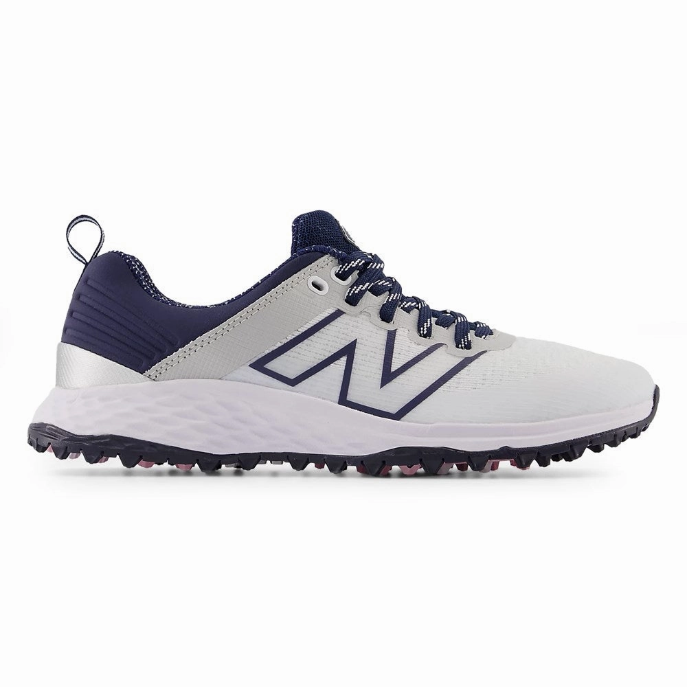 New Balance Women's Fresh Foam Contend v2 Wide Spikeless Golf Shoes -White/Navy Spikeless golf footwear