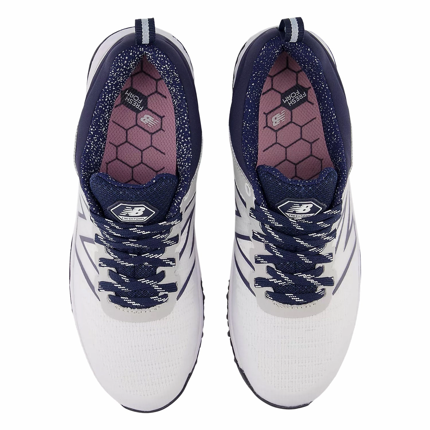 New Balance Women's Fresh Foam Contend v2 Wide Spikeless Golf Shoes -White/Navy Chic Platform Sneakers