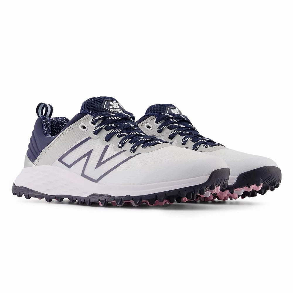 New Balance Women's Fresh Foam Contend v2 Wide Spikeless Golf Shoes -White/Navy Stable Course Shoes