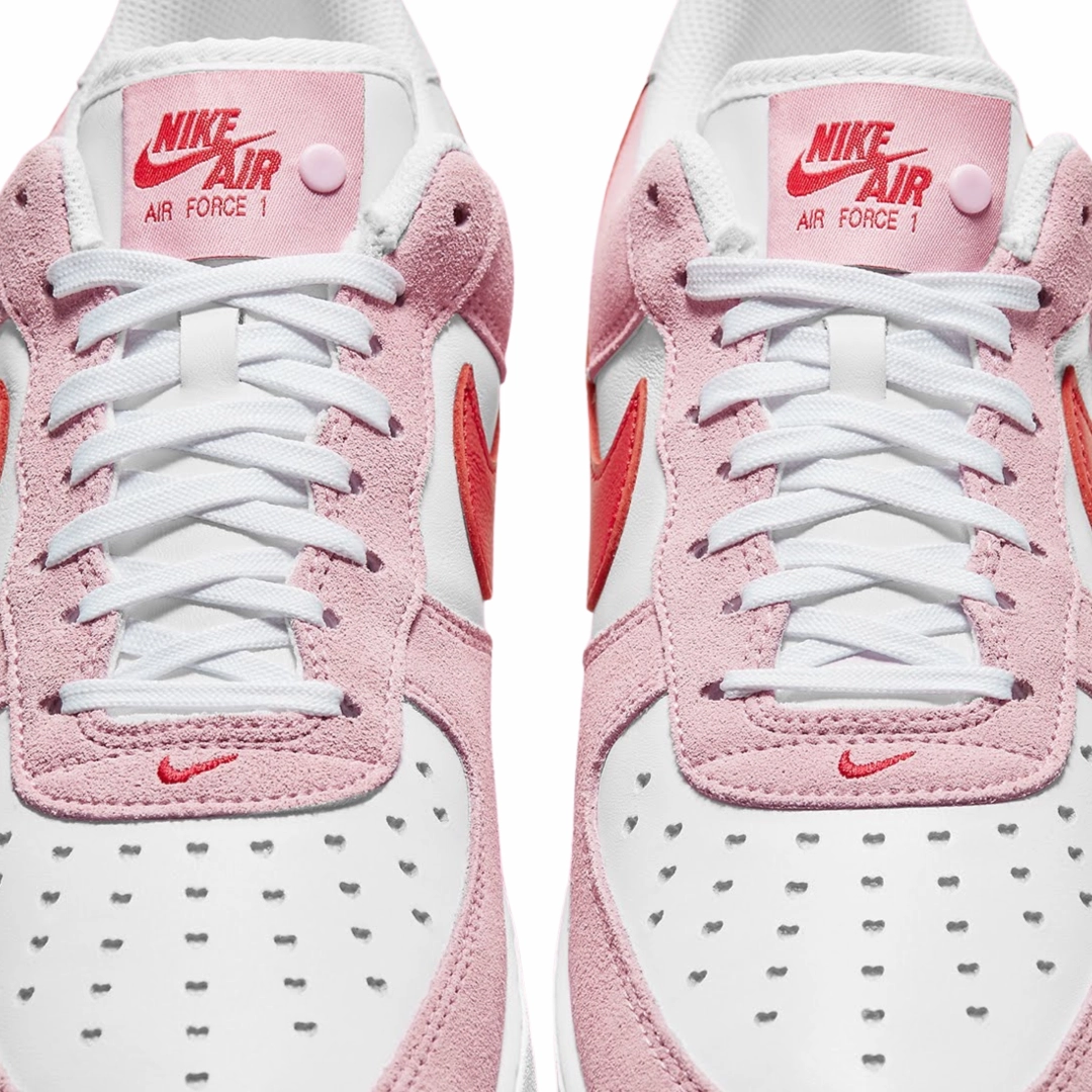 Nike Air Force 1 Low 07 QS Valentines Day Love Letter Tulip Pink University Red White Basketball Shoes