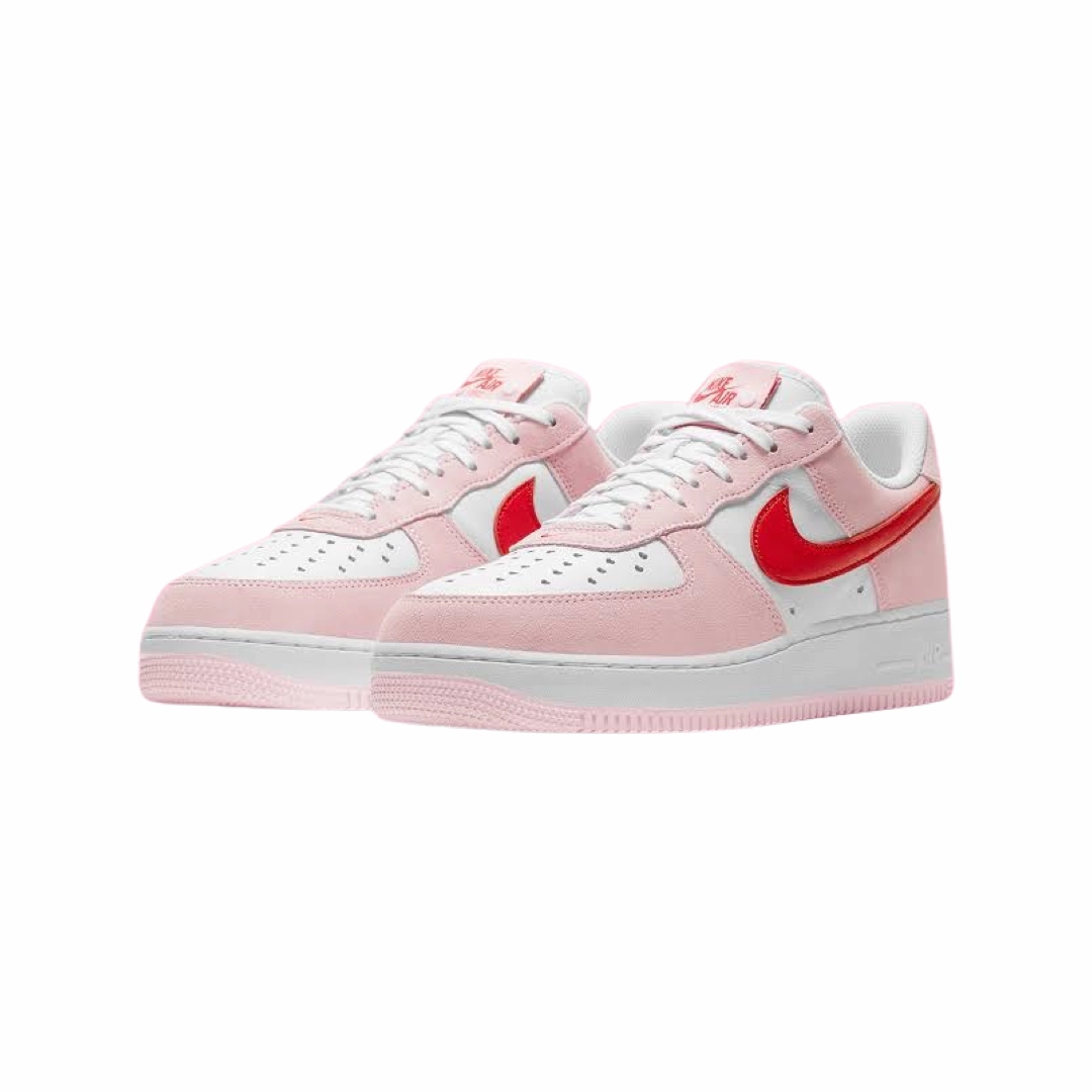 Nike Air Force 1 Low 07 QS Valentines Day Love Letter Tulip Pink University Red White Basketball Shoes