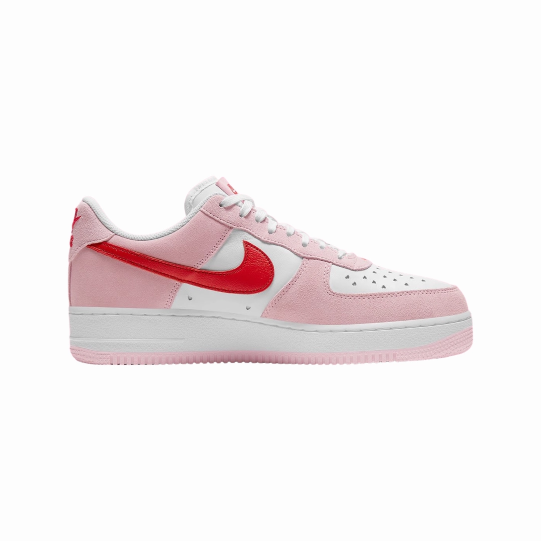 Nike Air Force 1 Low 07 QS Valentines Day Love Letter Tulip Pink University Red White Basketball Shoes