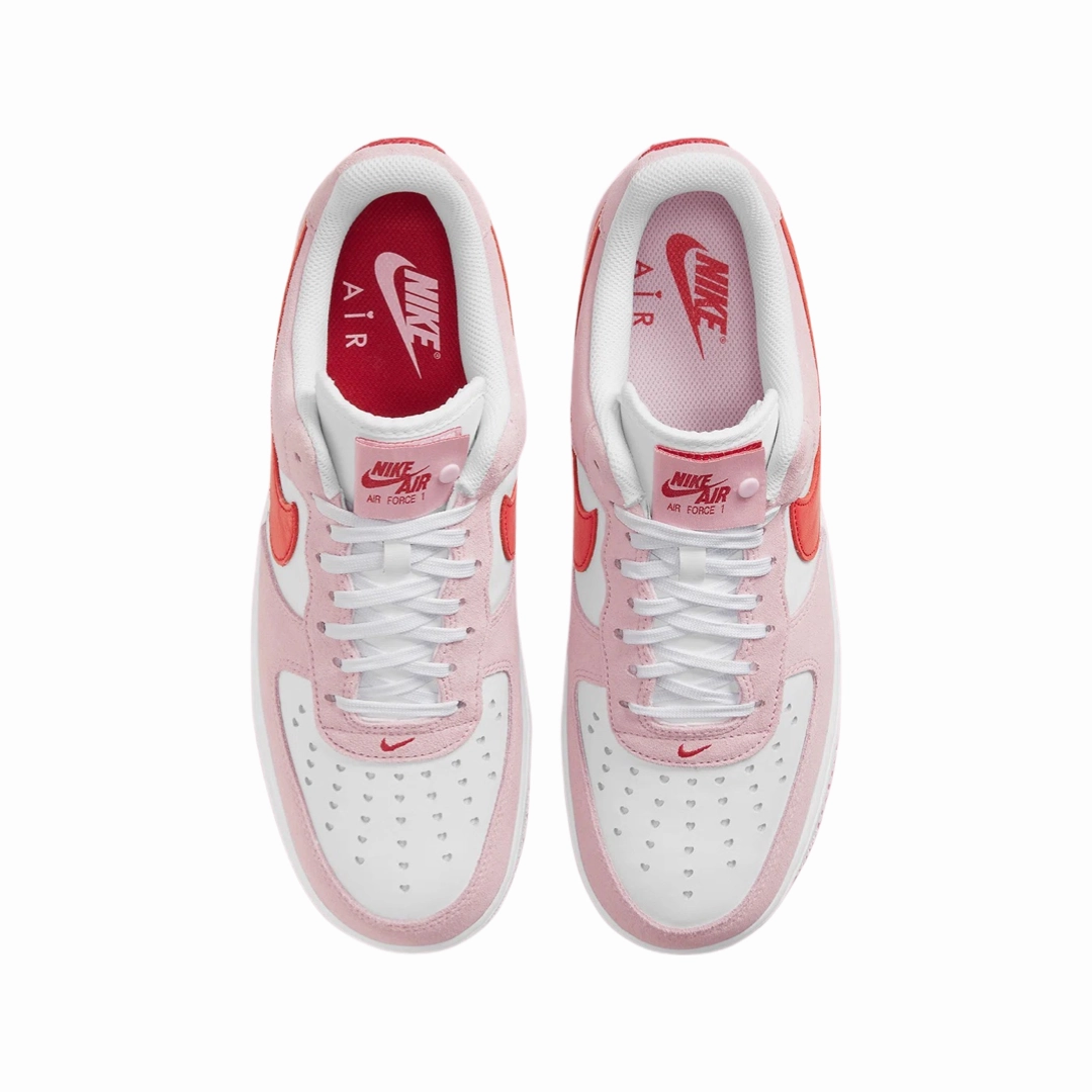 Nike Air Force 1 Low 07 QS Valentines Day Love Letter Tulip Pink University Red White Basketball Shoes