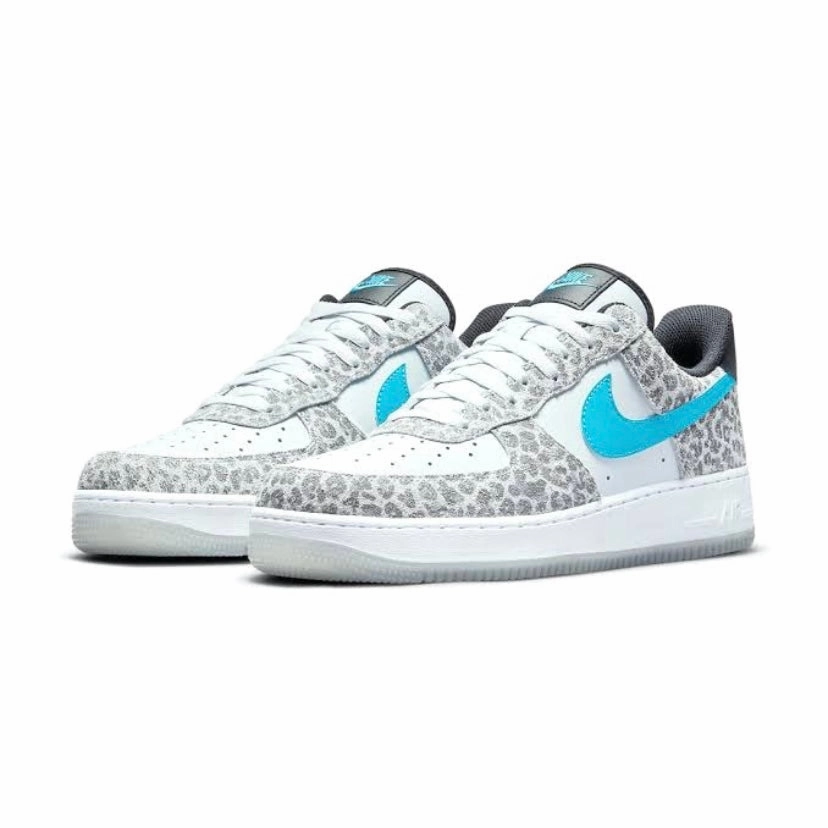 Nike Air Force 1 Low Leopard Blue Fury Black Grey Modern Sneakers