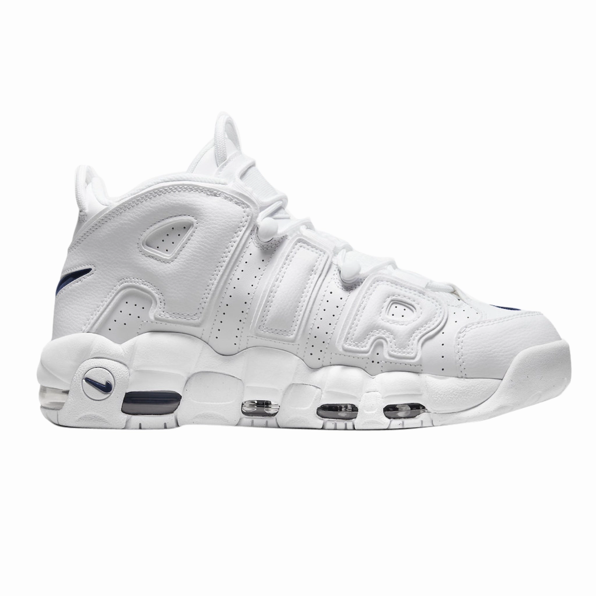 Nike Air More Uptempo White Midnight Navy (GS) Basketball Shoes
