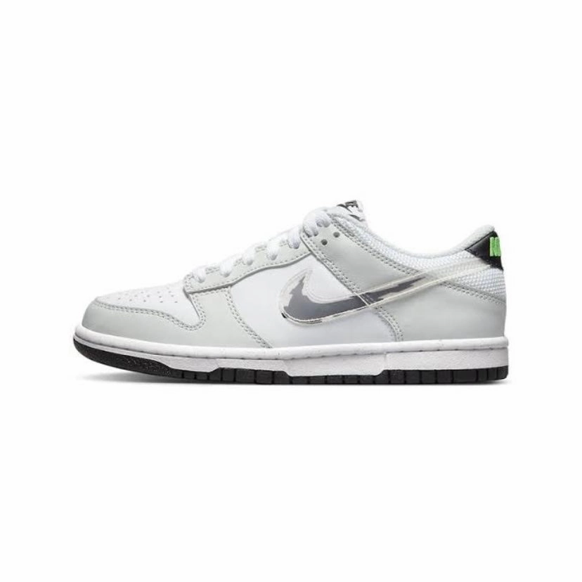 Nike Dunk Low GS Glitch Swoosh Photon Grey Air Jordan basketball shoes with classic look