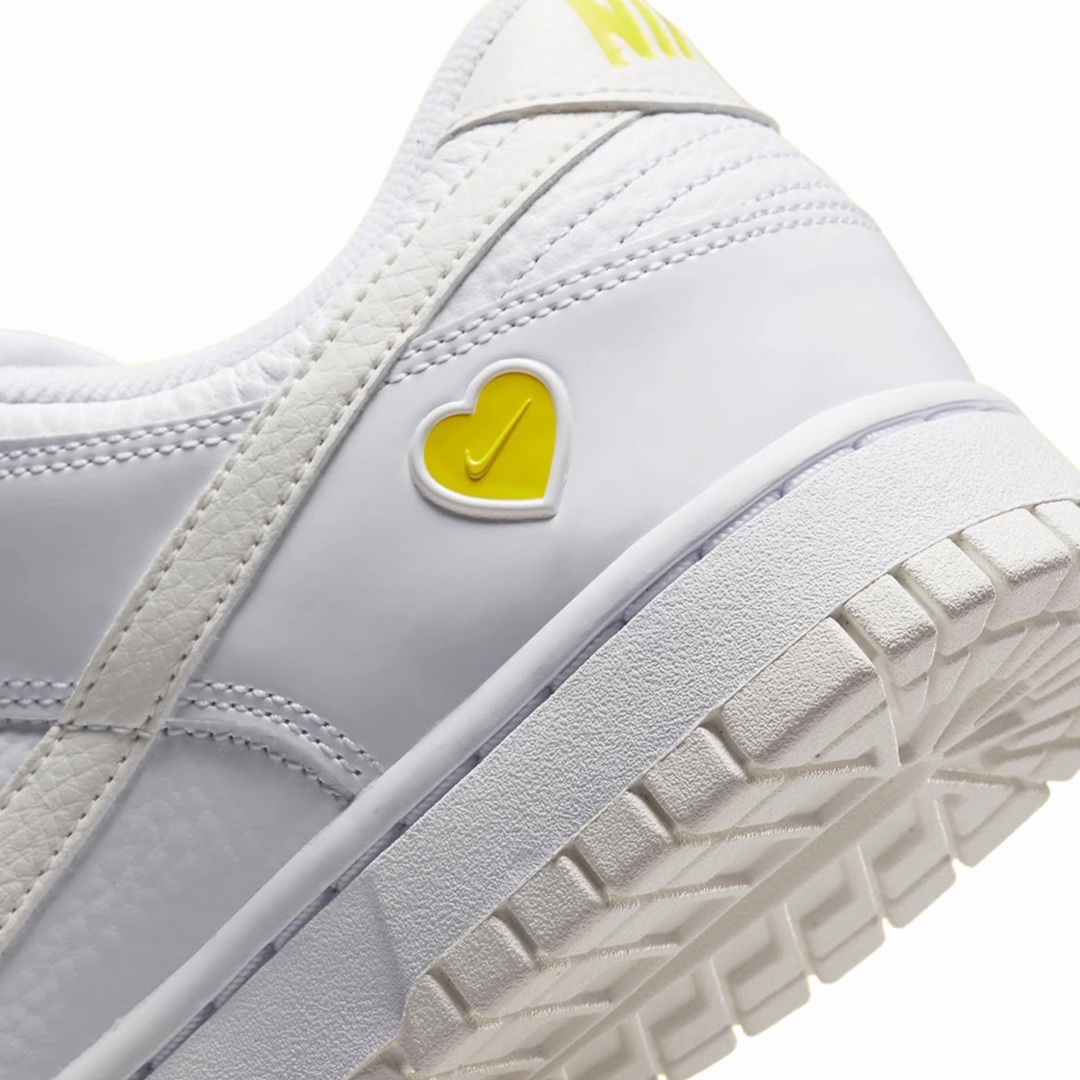 Nike Women's Dunk Low Valentine's Day Yellow Heart White Street Shoes