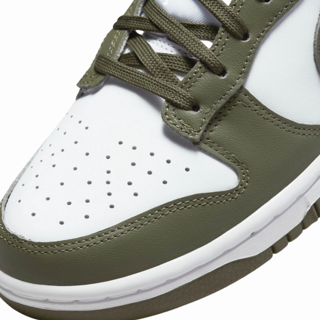 Nike Women's Dunk Low White Medium Olive White Street Shoes