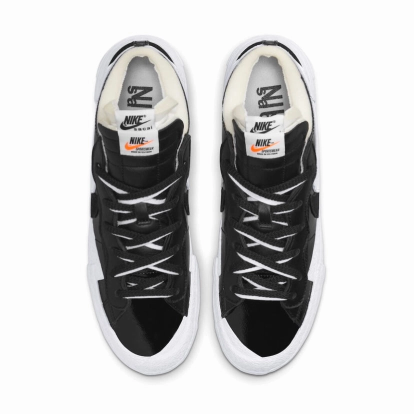 Nike x Sacai Blazer Low Patent Black White Street Shoes
