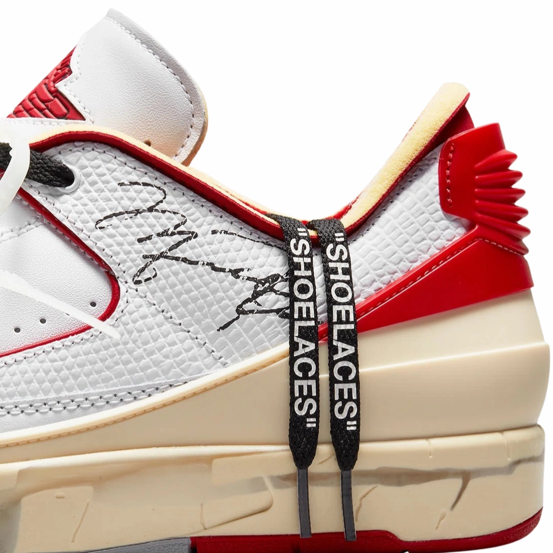 Off-White x Air Jordan 2 Retro Low SP White Varsity Red Basketball Shoes