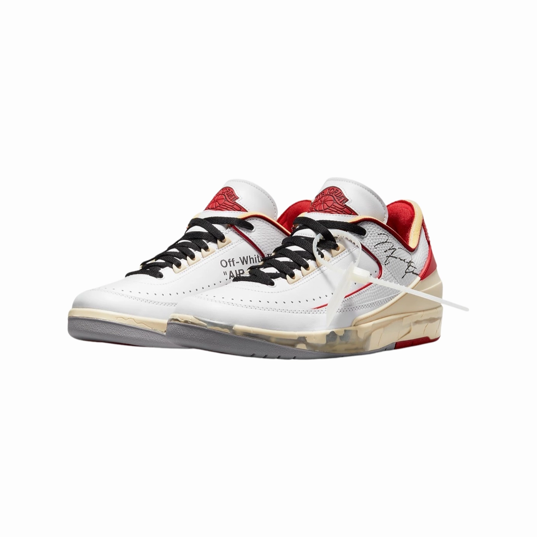 Off-White x Air Jordan 2 Retro Low SP White Varsity Red Basketball Shoes