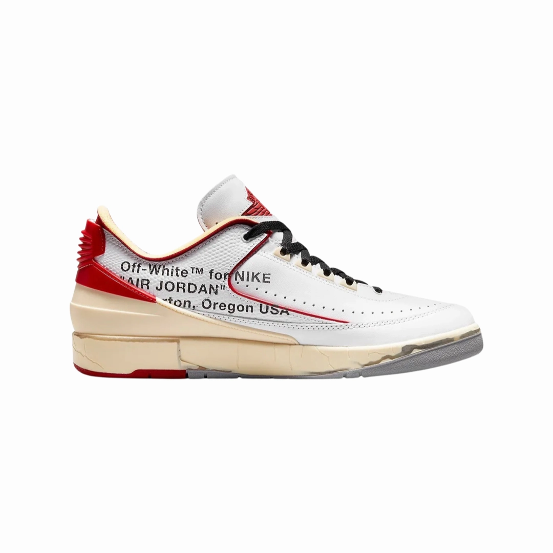 Off-White x Air Jordan 2 Retro Low SP White Varsity Red Basketball Shoes