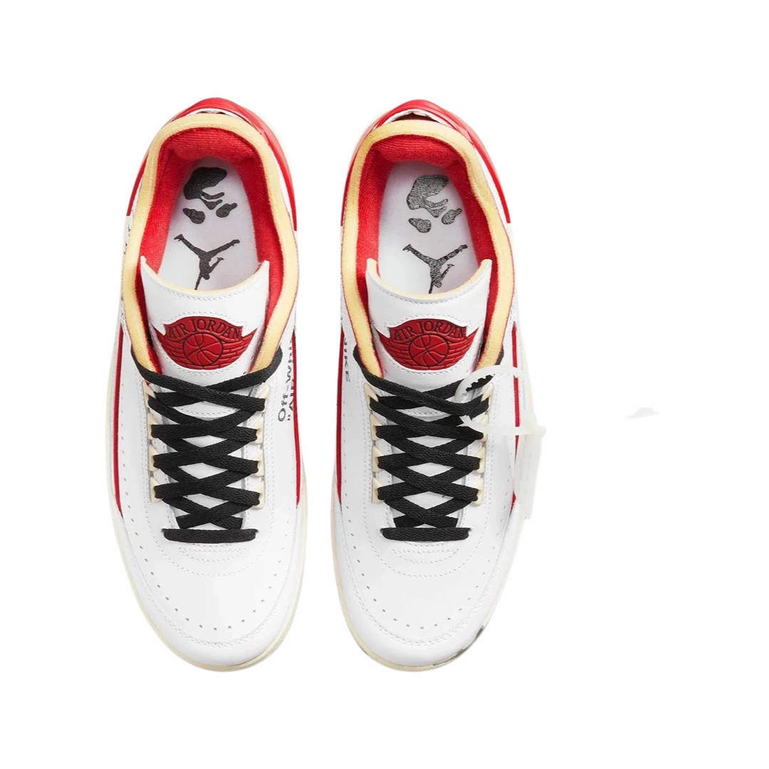 Off-White x Air Jordan 2 Retro Low SP White Varsity Red Basketball Shoes