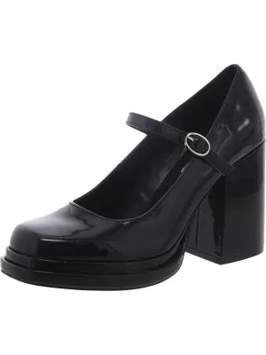 Olivvia Womens Patent Square Toe Mary Jane Heels