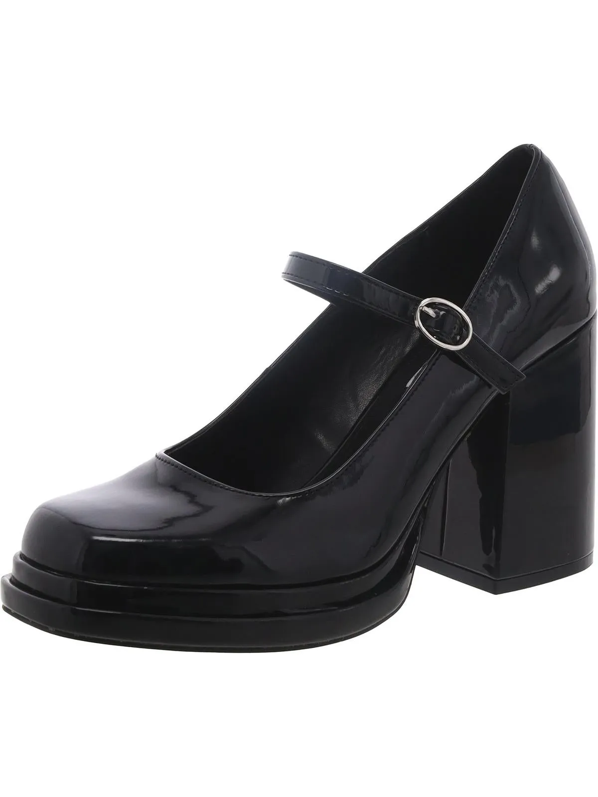 Olivvia Womens Patent Square Toe Mary Jane Heels