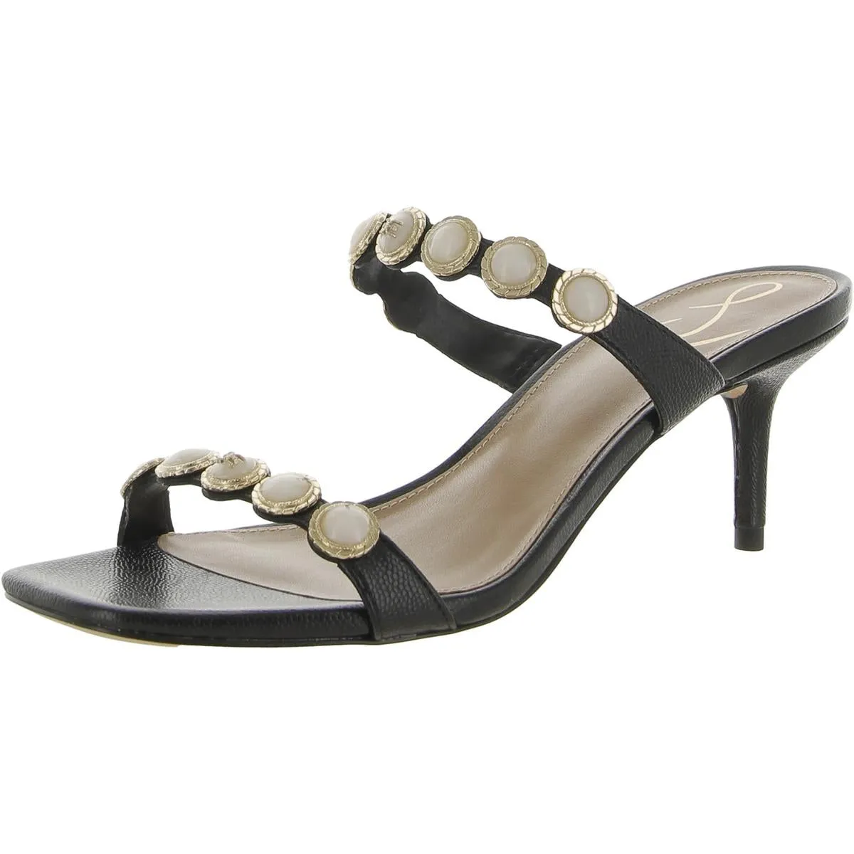 Palma Womens Faux Leather Embellished Heels