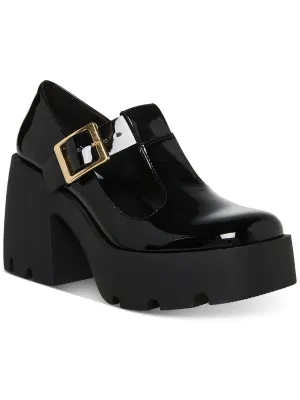 Paloma Womens Patent Chunky Mary Jane Heels