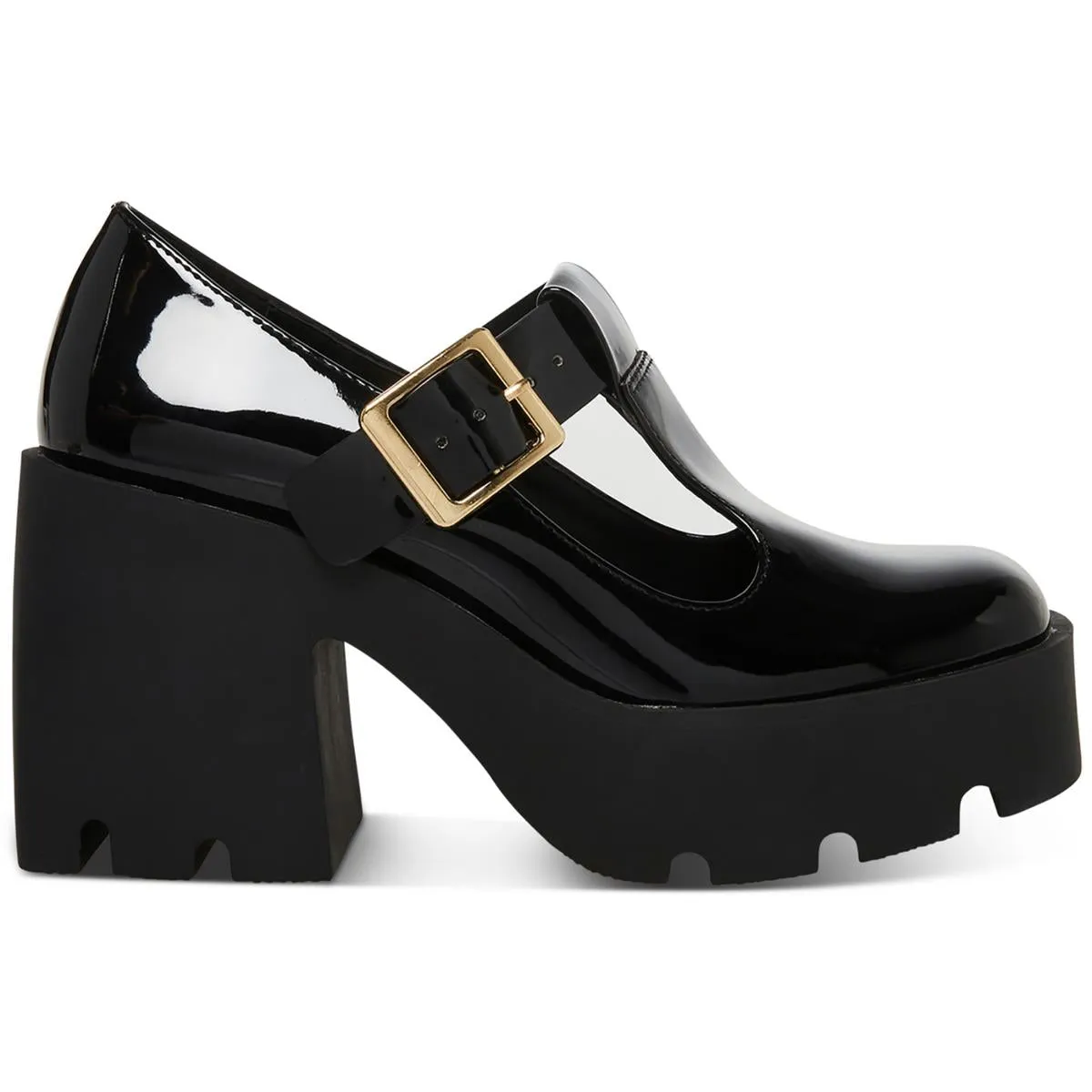 Paloma Womens Patent Chunky Mary Jane Heels