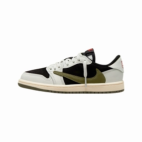 PS Air Jordan 1 Retro Low OG SP x Travis Scott Olives Sail University Red Black (Pre School) Air Jordan basketball shoes with classic look