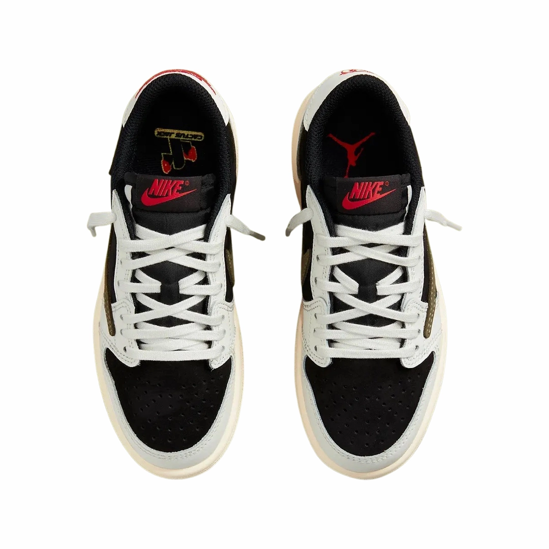 PS Air Jordan 1 Retro Low OG SP x Travis Scott Olives Sail University Red Black (Pre School) Basketball Shoes