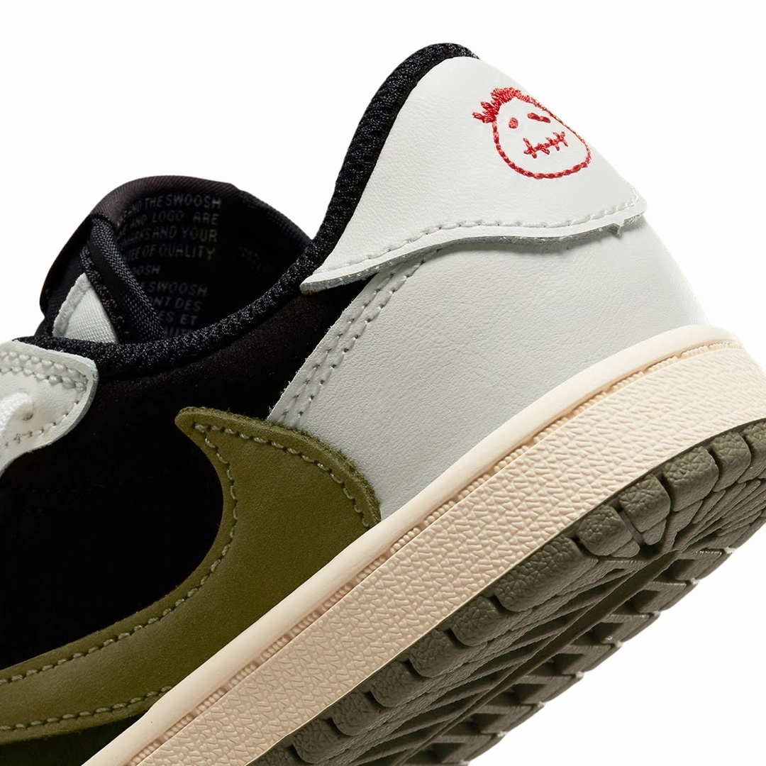 PS Air Jordan 1 Retro Low OG SP x Travis Scott Olives Sail University Red Black (Pre School) Basketball Shoes