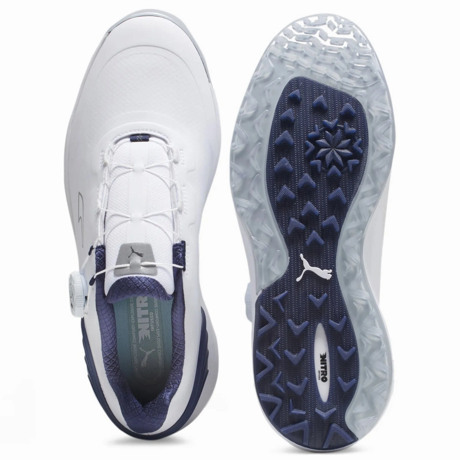 Puma ALPHACAT NITRO Disc Spikeless Golf Shoes - Puma White Soft Grip Golf Shoes