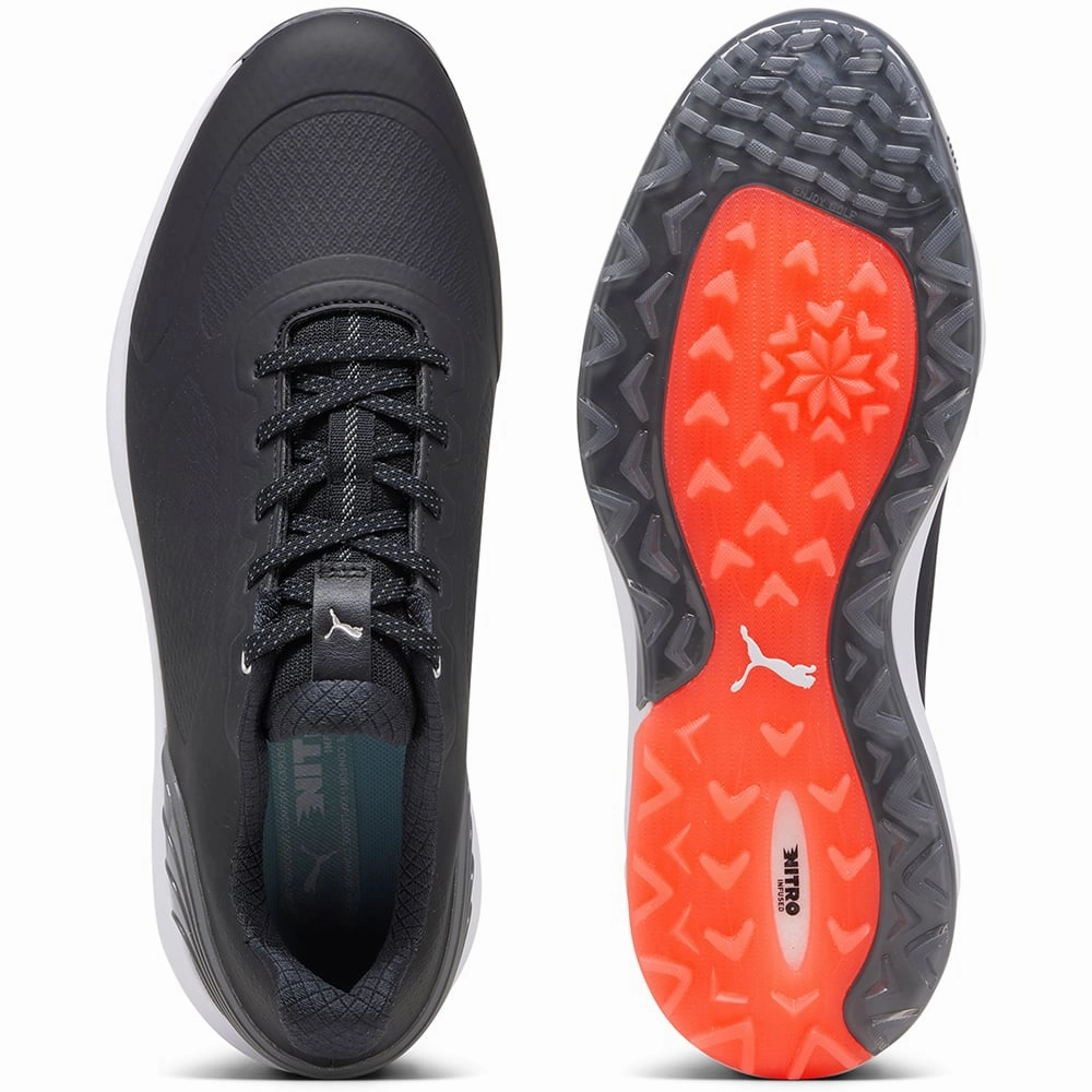 Puma Alphacat Nitro Spikeless Shoes - Black/Quiet Shade/Red Blast Golf Tour Performance