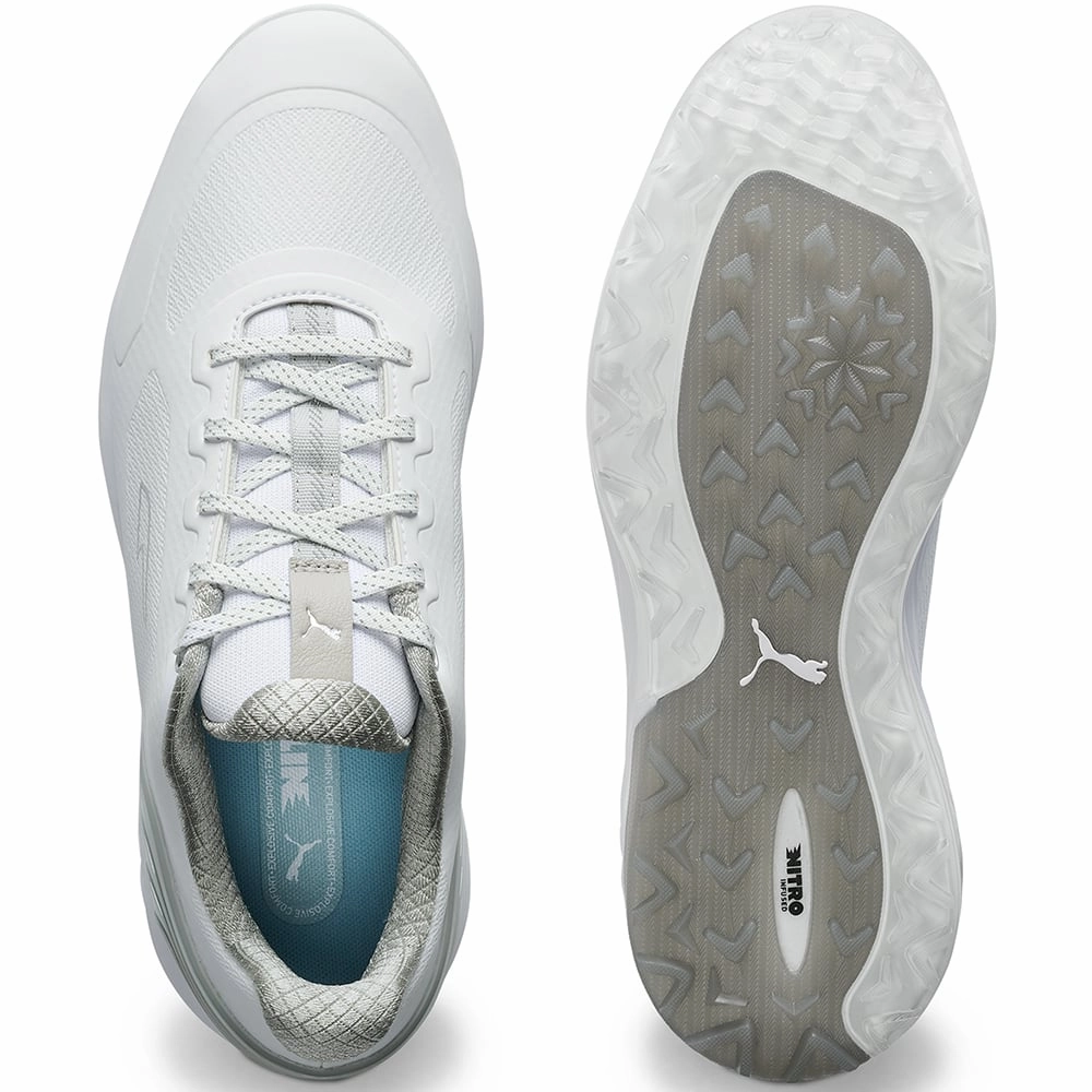 Puma Alphacat Nitro Spikeless Shoes - White/Flat Light Grey/Silver Golf Tour Performance