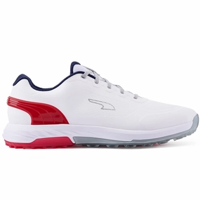 Puma Alphacat Nitro Spikeless Shoes - White/For All Time Red/Navy Puma golf footwear options