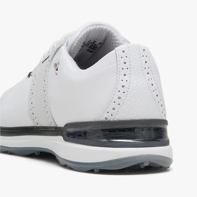 Puma AVANT Wingtip Spikeless Golf Shoes - White/Feather Grey/Black Chic Platform Sneakers
