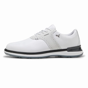 Puma AVANT Wingtip Spikeless Golf Shoes - White/Feather Grey/Black Spikeless golf footwear